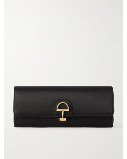 Gucci Black 73 Horsebit-Detailed Satin Clutch