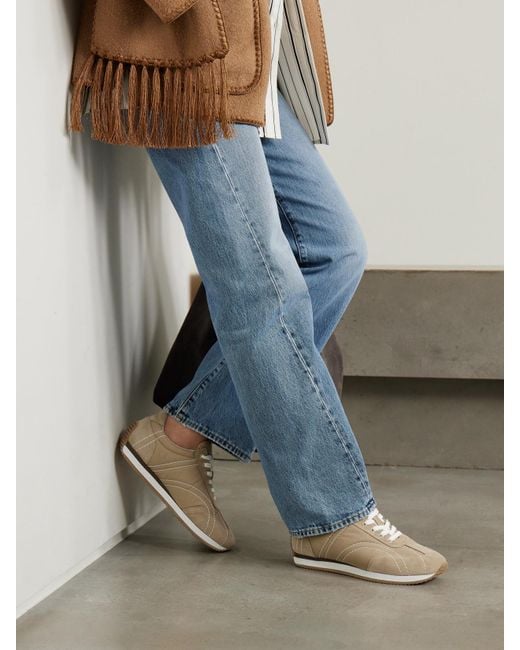 Totême Natural The Sport Suede And Twill Sneakers