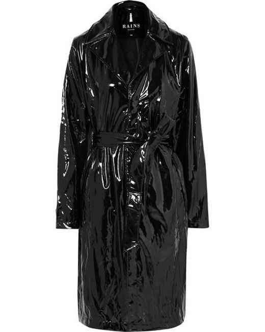 Rains Glossedpu Trench Coat in Black Lyst