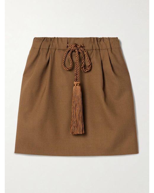 Max Mara Brown Tabarin Shorts Aus Einer Mischung Aus Wolle, Mohair Und Seide Mit Falten