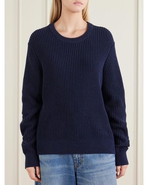 Nili Lotan Blue Tarik Cotton And Silk-Blend Sweatshirt