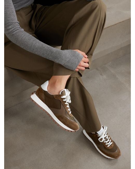 Gianvito Rossi Brown Gravel Suede, Leather And Shell Sneakers