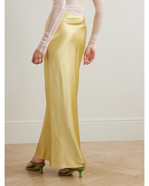 Cult Gaia Yellow Chantel Silk-Blend Satin Maxi Skirt