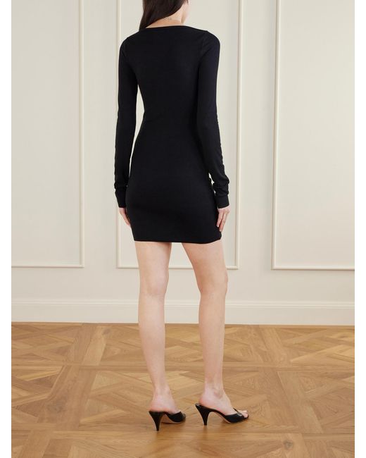 ÉTERNE Black Ribbed Jersey Mini Dress
