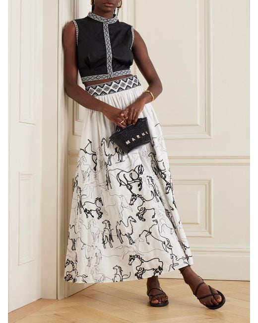 Veste Sans Manches Raccourcie En Popeline De Coton Mélangé À Broderies Nevada Emporio Sirenuse en coloris Black