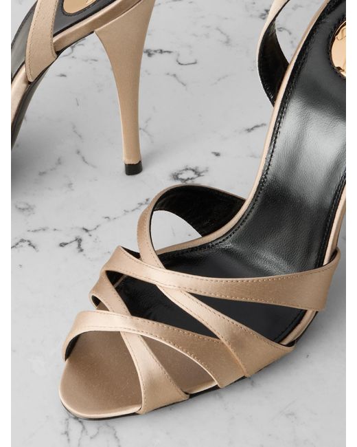 Saint Laurent Metallic Chandelle Satin Sandals