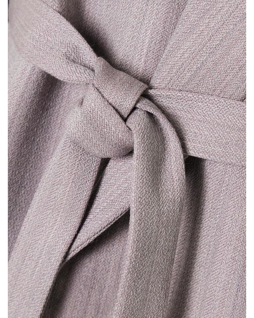Victoria Beckham Gray Belted Textured-Wool Blazer