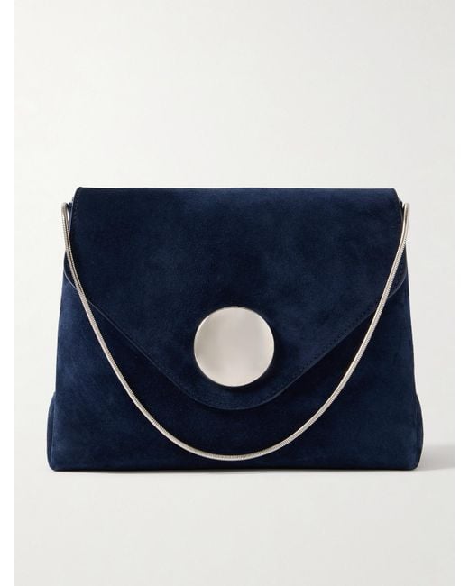 Khaite Blue Bobbi Suede Shoulder Bag