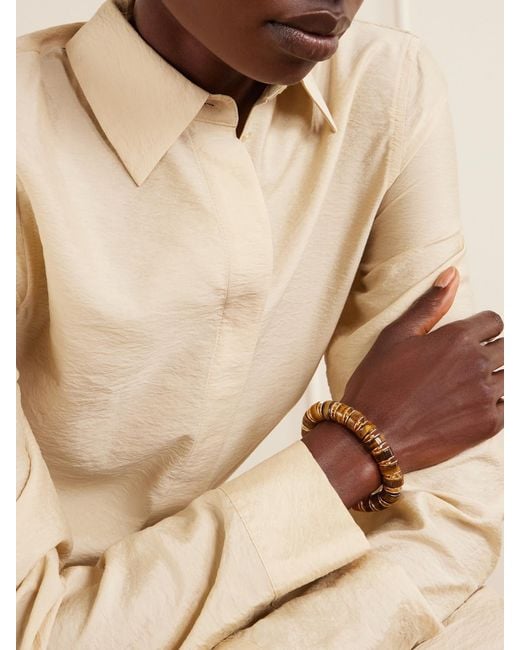 Roxanne Assoulin Pink The Stone Slide-Tone And Tiger's Eye Beaded Bracelet