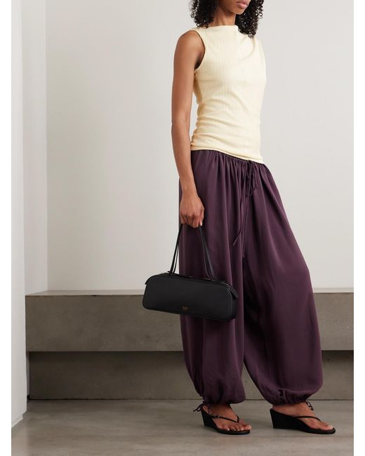 RÙADH Natural Toga Draped Ribbed Organic Cotton And Modal-Blend Top