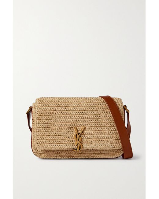 Lou raffia and hot sale leather shoulder bag