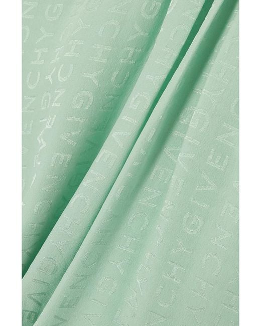 Givenchy Green Tie-Detailed Silk-Jacquard Blouse