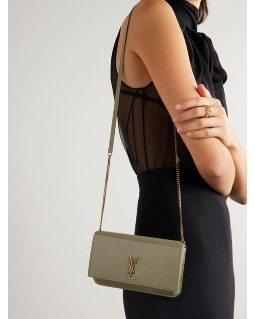 Saint Laurent Natural Cassandre Strap Glossed-Leather Phone Case