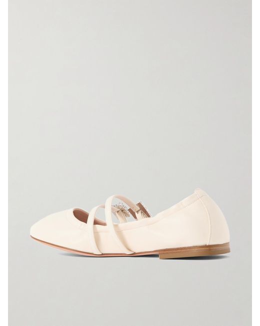 Roger Vivier Natural Flache Schuhe Aus Leder Mit Kristallen