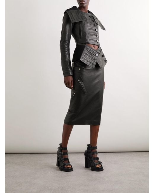 Alexander McQueen Black Midirock Aus Leder