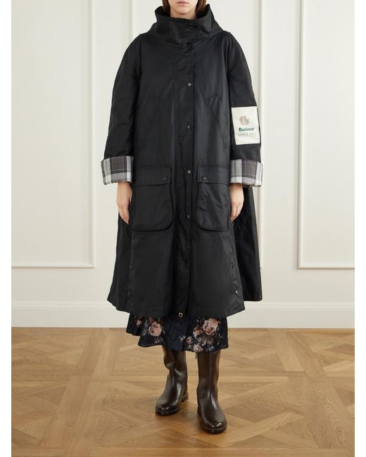 Erdem Black Barbour Embellished Waxed Cotton-Jacquard Coat