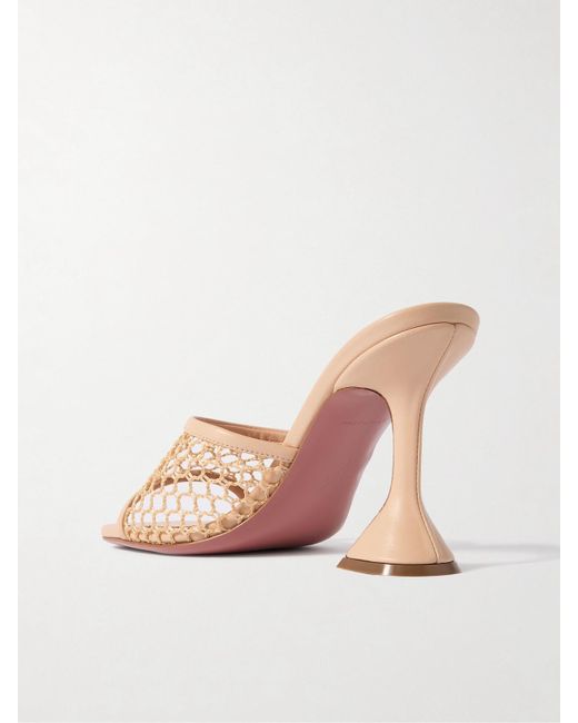 AMINA MUADDI Natural Lupita Fishnet And Leather Mules