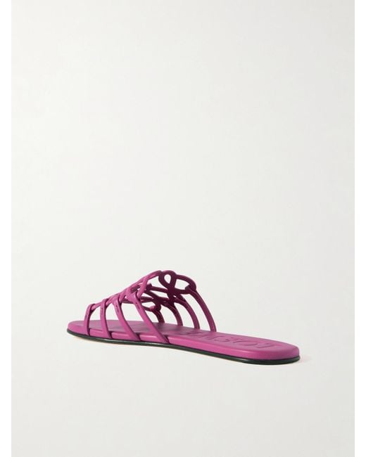 Loewe Purple Paula's Ibiza Petal Anagram Leather Slides