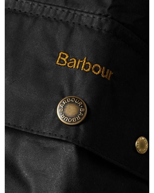 Barbour Black Erma Hooded Corduroy-Trimmed Waxed-Cotton Jacket