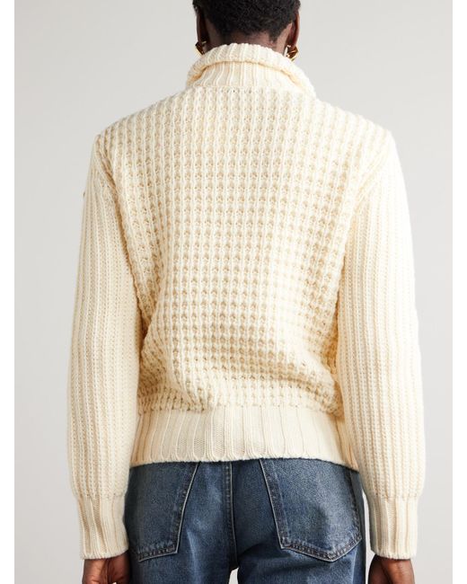 Moncler Natural Cardigan Aus Einer Woll-Kaschmirmischung Mit Gestepptem Shell-Besatz, Daunenfüllung Und Applikation