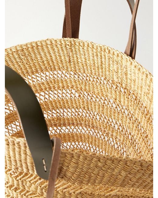 Muuñ Natural Chantelle Leather-Trimmed Raffia Tote