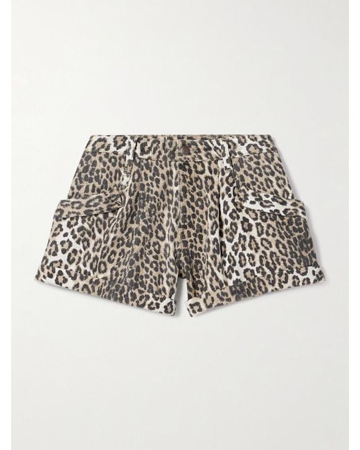 R13 Multicolor Jodphur Shorts Aus Denim Mit Leopardenprint
