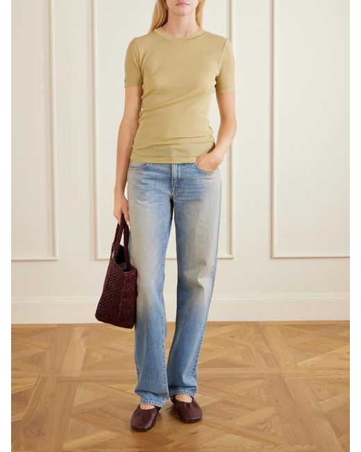 SLVRLAKE Denim Blue Ellie Low-Rise Straight-Leg Jeans