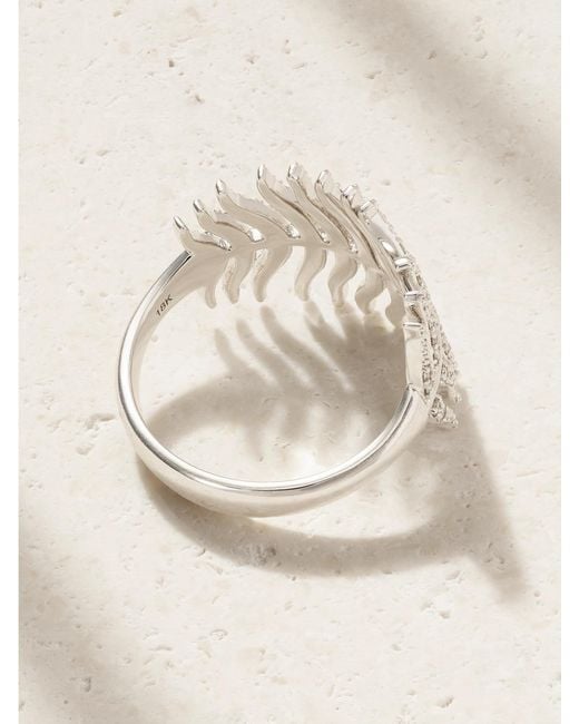 Mizuki Natural Feather 18-Karat Diamond Ring