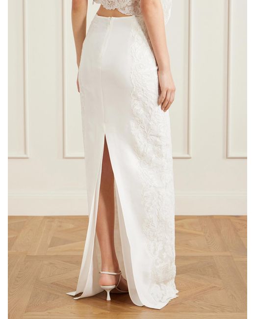 Christopher Esber White Reverie Lace And Silk-Satin Skirt