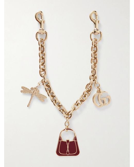 Gucci White Tone And Enamel Keychain