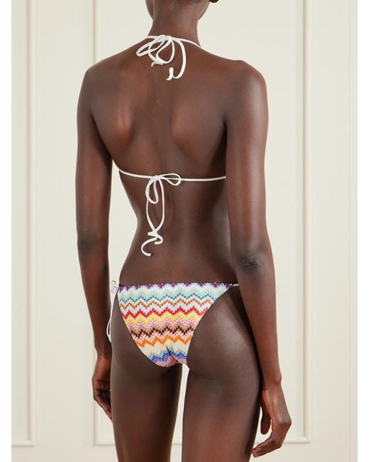 Missoni Multicolor Mare Striped Metallic Crochet-Knit Triangle Bikini