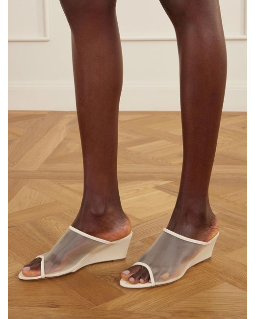 Aeyde Natural Suzanne Leather-Trimmed Mesh Sandals