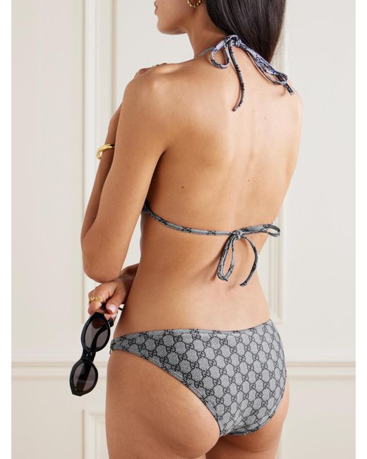 Gucci Metallic Embellished Printed Triangle Bikini