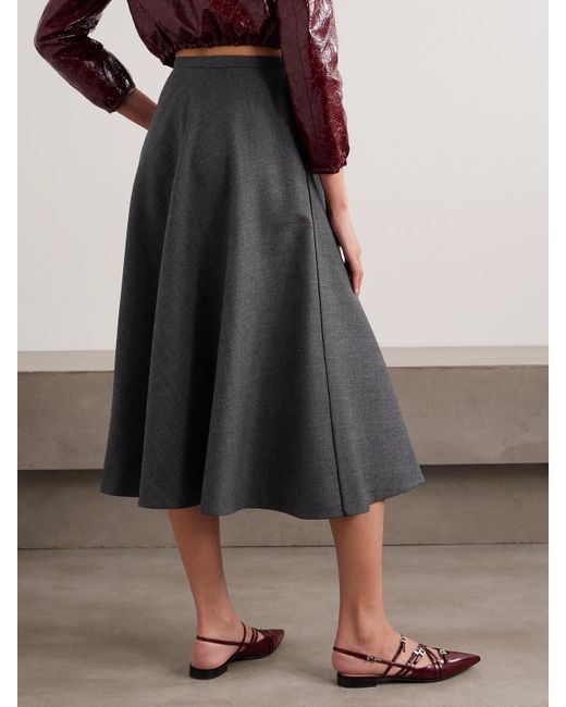 Gucci Gray Embroidered Wool Midi Skirt