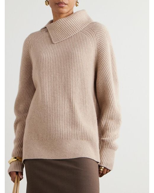 Loulou de Saison Natural Cecil Pullover Aus Geripptem Kaschmir