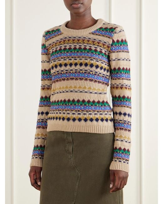 Dries Van Noten Gray Intarsia Wool Sweater