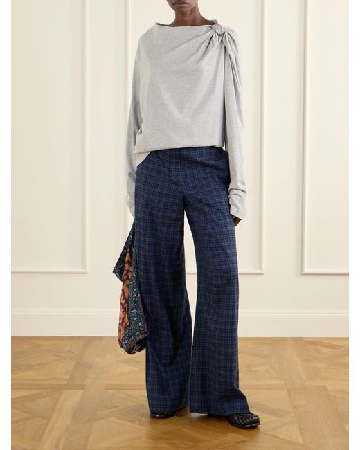 Dries Van Noten Gray Gathered Cotton-Jersey T-Shirt