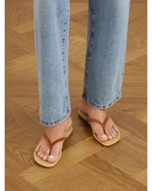 Staud Brown Freja Suede Flip Flops