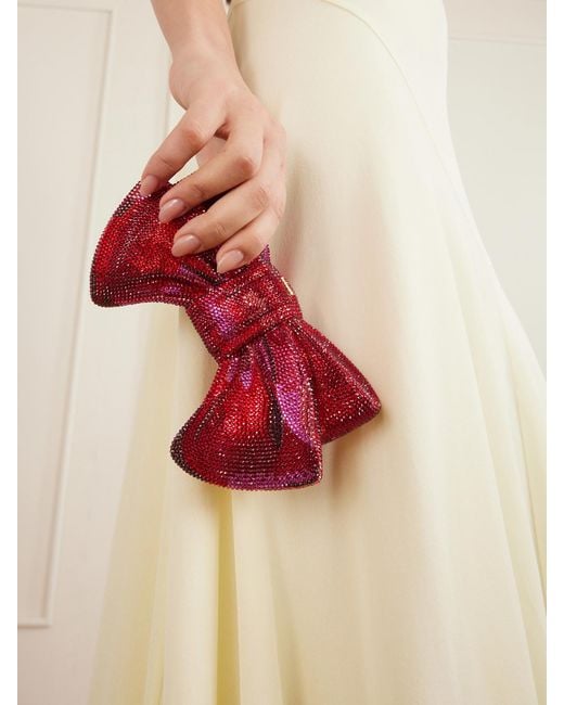 Judith Leiber Red Bow Just For You Crystal-Embellished-Tone Clutch