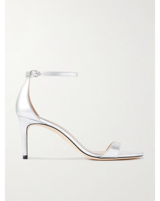 Stuart Weitzman Natural Nudist Ii Sandalen Aus Metallic-Leder