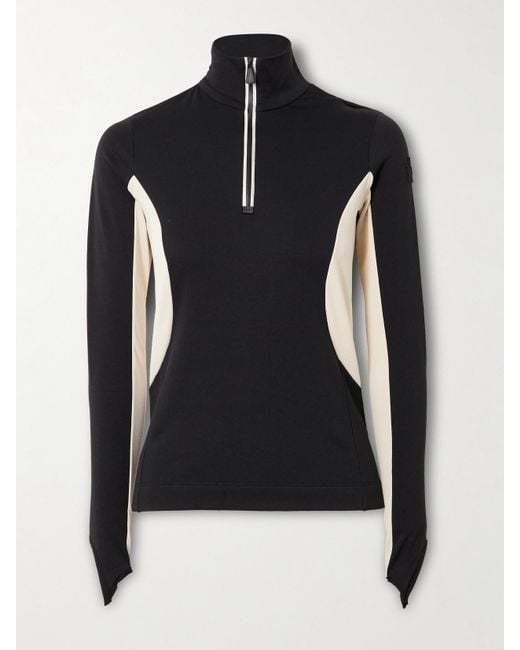 Moncler Black Color-Block Stretch-Jersey Base Layer