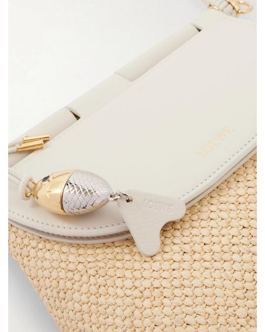Loewe Natural Paula Ibiza Pescador Leather-Trimmed Raffia Shoulder Bag