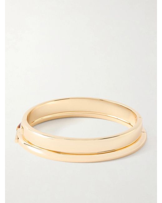 Roxanne Assoulin Natural The Classic Stone Hinge Set Of Two-Tone Tiger's Eye Bangles