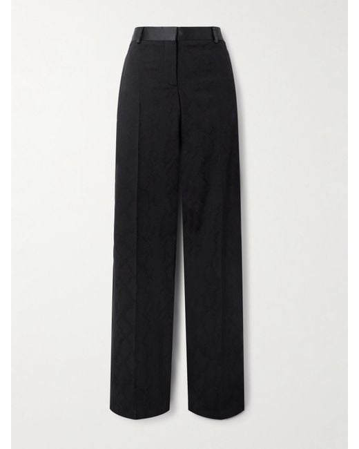 Pantalon En Laine Jacquard À Finitions En Satin Stella McCartney en coloris Black