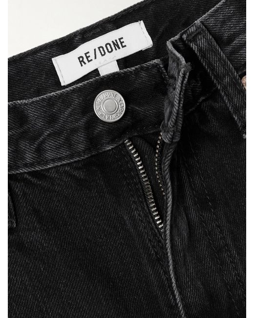 Re/done Black The Ollie Cropped Mid-Rise Straight-Leg Jeans