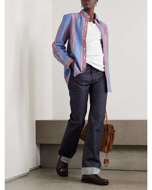 Aimé Leon Dore Blue Striped Cotton Oxford Shirt