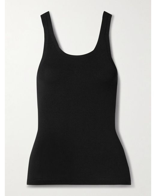 The Row Black Anthea Stretch-Knit Tank