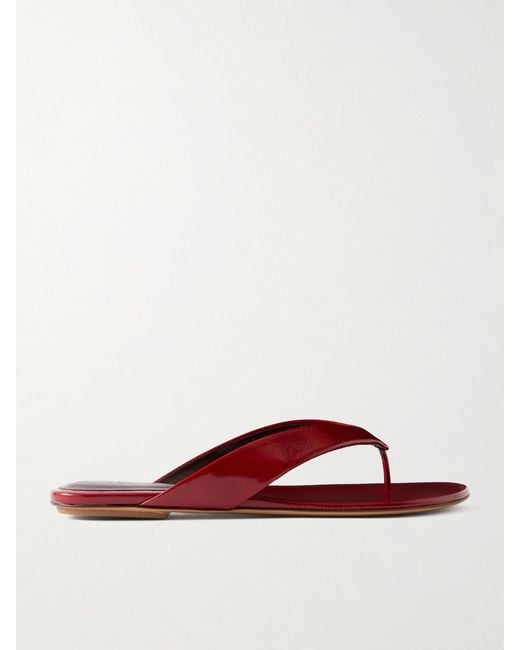 Le Monde Beryl Red Eel-Effect Leather Thong Sandals