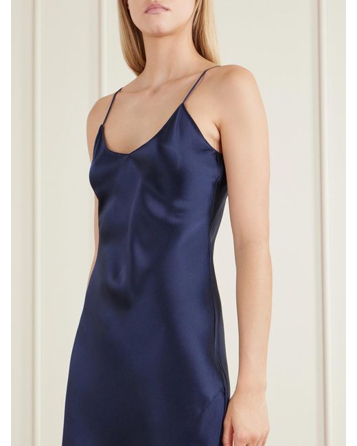Nili Lotan Blue Cami Silk-Satin Gown