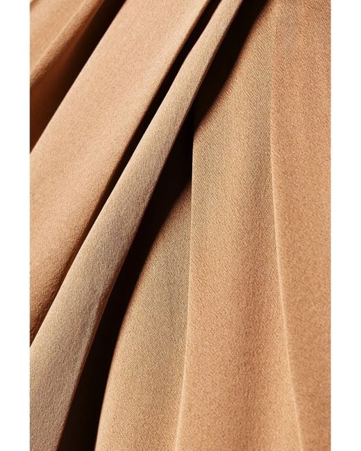 Nili Lotan Natural Edwige Gathered Silk-Satin Halterneck Top